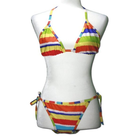 CHUN'S FASHION Striped Multicolored Bikini Set - Picture 1 of 6
